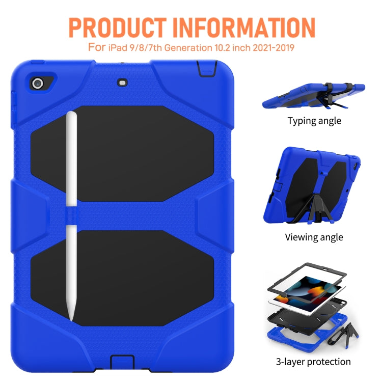 For iPad 10.2 2021 / 2020 / 2019 Shockproof Colorful Silicone + PC Protective Case with Holder & Pen Slot