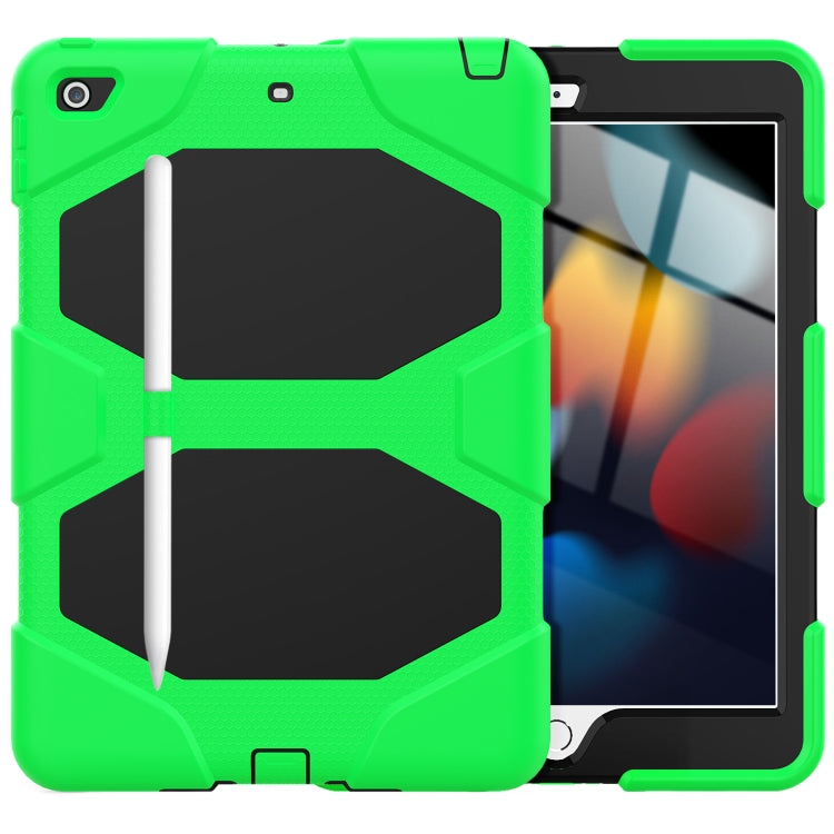 For iPad 10.2 2021 / 2020 / 2019 Shockproof Colorful Silicone + PC Protective Case with Holder & Pen Slot