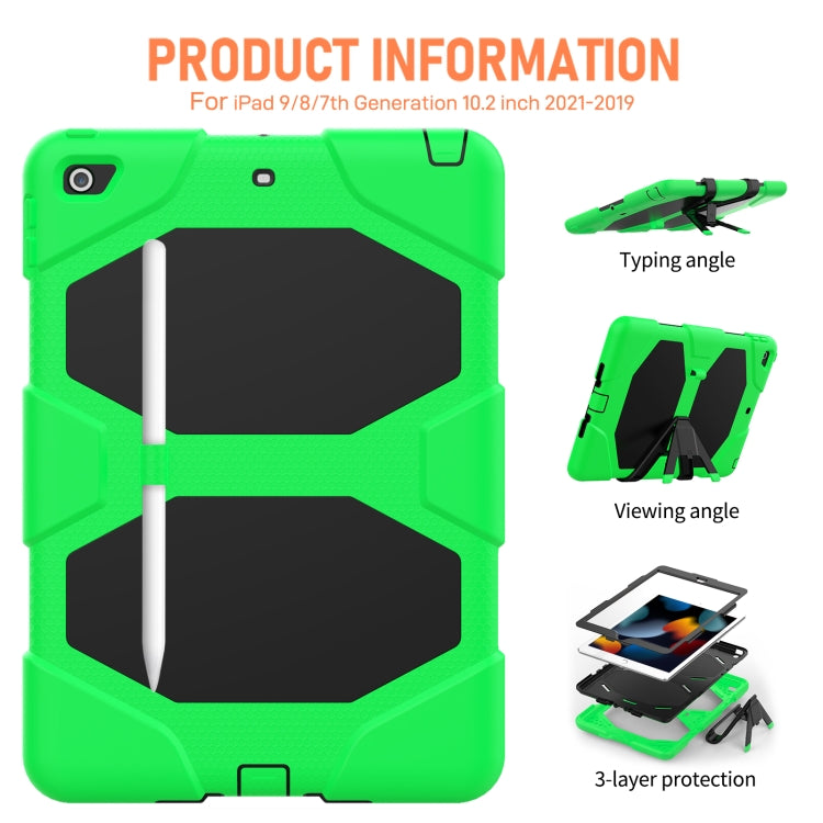 For iPad 10.2 2021 / 2020 / 2019 Shockproof Colorful Silicone + PC Protective Case with Holder & Pen Slot