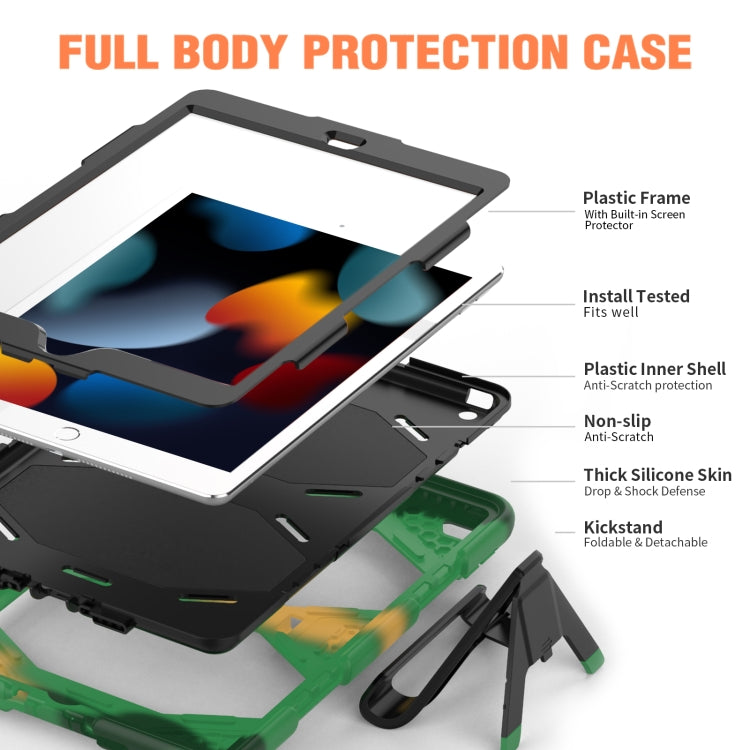 For iPad 10.2 2021 / 2020 / 2019 Shockproof Colorful Silicone + PC Protective Case with Holder & Pen Slot