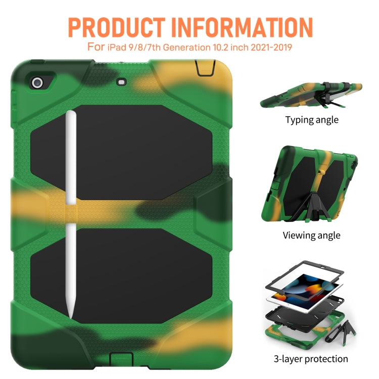 For iPad 10.2 2021 / 2020 / 2019 Shockproof Colorful Silicone + PC Protective Case with Holder & Pen Slot