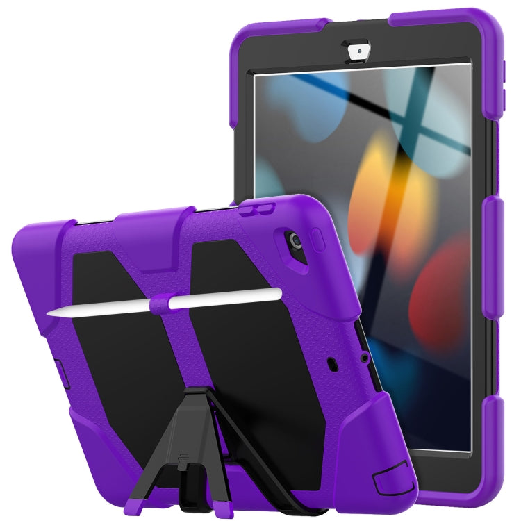 For iPad 10.2 2021 / 2020 / 2019 Shockproof Colorful Silicone + PC Protective Case with Holder & Pen Slot