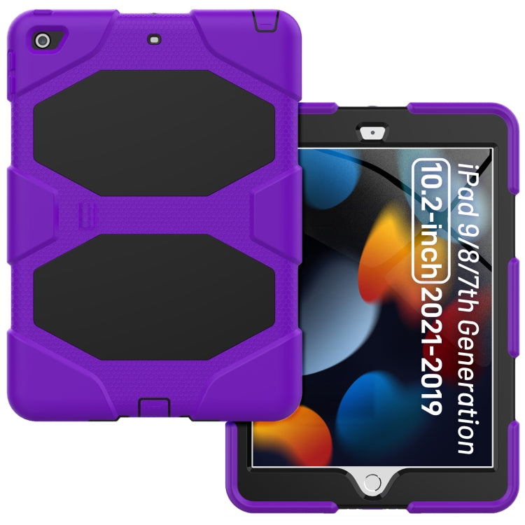 For iPad 10.2 2021 / 2020 / 2019 Shockproof Colorful Silicone + PC Protective Case with Holder & Pen Slot