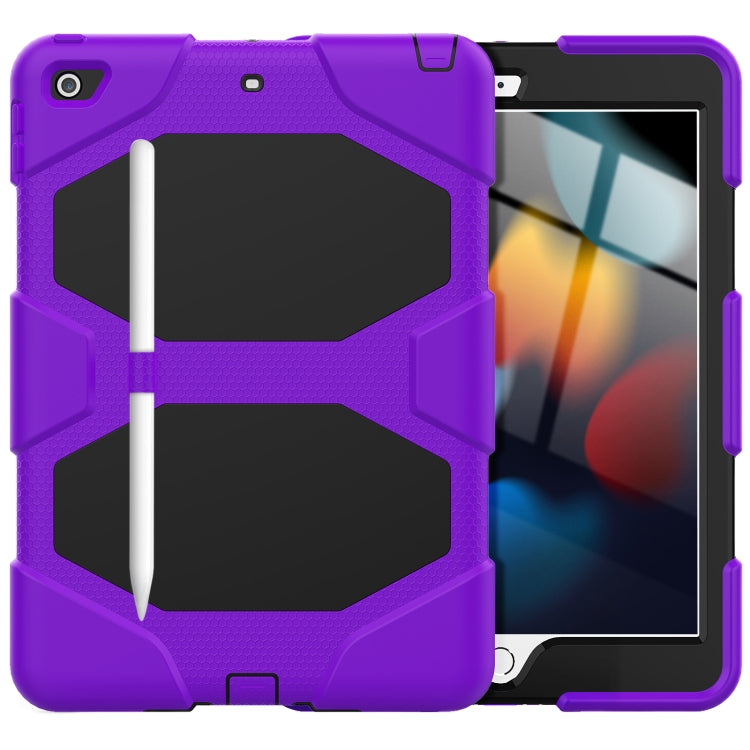 For iPad 10.2 2021 / 2020 / 2019 Shockproof Colorful Silicone + PC Protective Case with Holder & Pen Slot