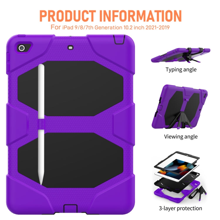 For iPad 10.2 2021 / 2020 / 2019 Shockproof Colorful Silicone + PC Protective Case with Holder & Pen Slot