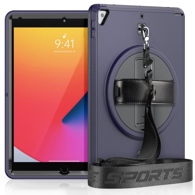 For iPad 10.2 2021 / 2020 / 2019 Shockproof TPU Protective Case with Holder & Pen Slot & Shoulder Strap