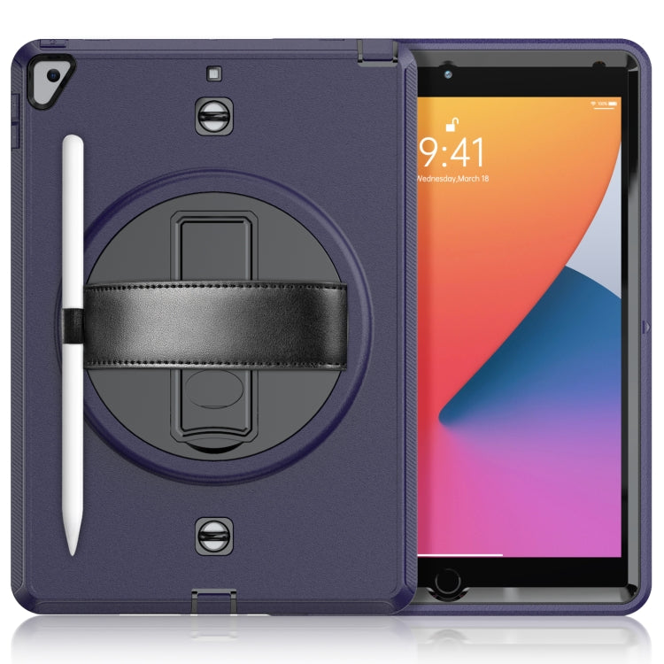 For iPad 10.2 2021 / 2020 / 2019 Shockproof TPU Protective Case with Holder & Pen Slot & Shoulder Strap