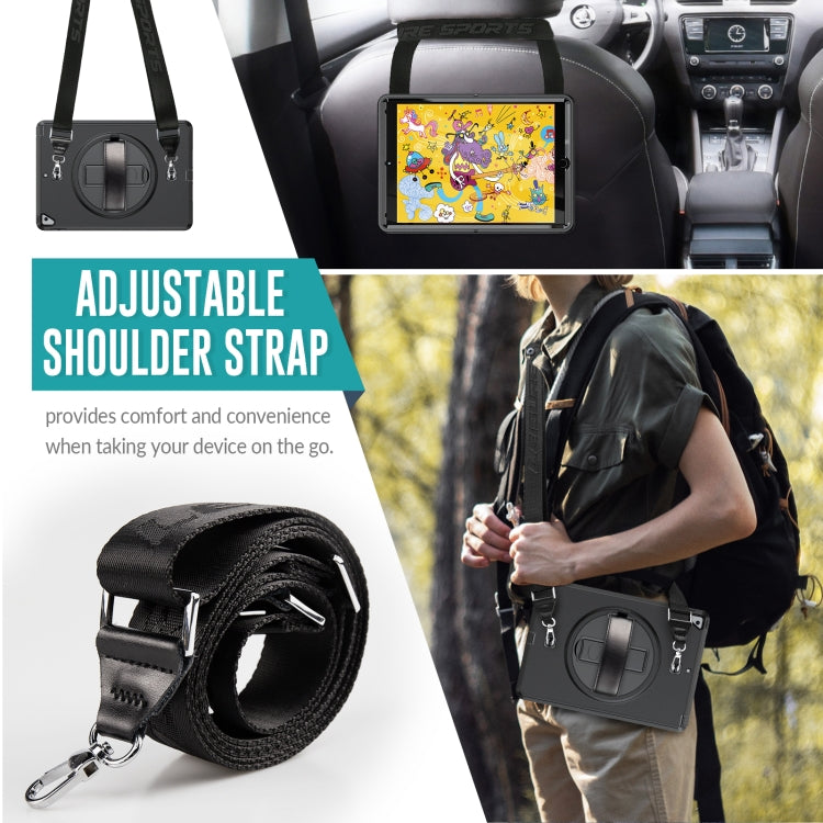 For iPad 10.2 2021 / 2020 / 2019 Shockproof TPU Protective Case with Holder & Pen Slot & Shoulder Strap