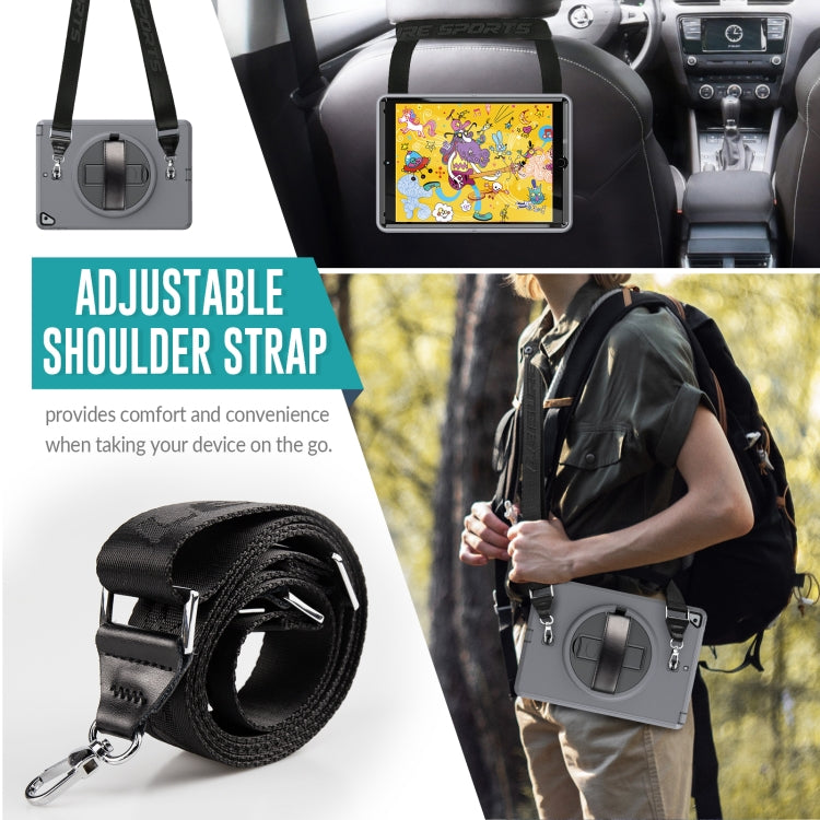 For iPad 10.2 2021 / 2020 / 2019 Shockproof TPU Protective Case with Holder & Pen Slot & Shoulder Strap