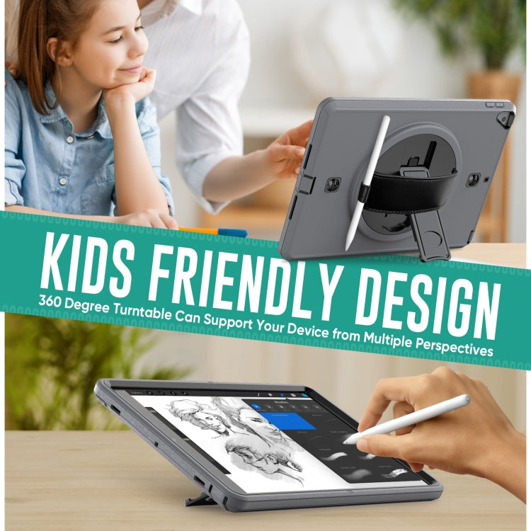 For iPad 10.2 2021 / 2020 / 2019 Shockproof TPU Protective Case with Holder & Pen Slot & Shoulder Strap