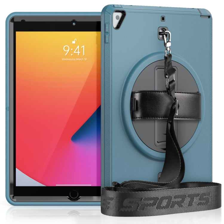 For iPad 10.2 2021 / 2020 / 2019 Shockproof TPU Protective Case with Holder & Pen Slot & Shoulder Strap