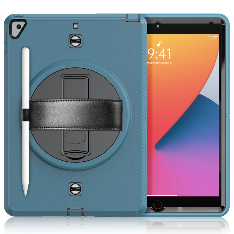 For iPad 10.2 2021 / 2020 / 2019 Shockproof TPU Protective Case with Holder & Pen Slot & Shoulder Strap