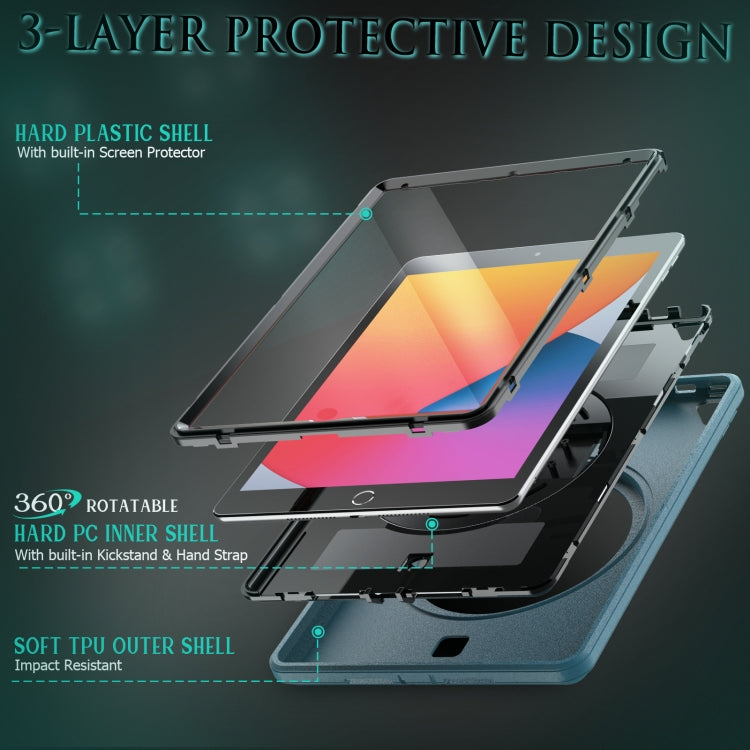 For iPad 10.2 2021 / 2020 / 2019 Shockproof TPU Protective Case with Holder & Pen Slot & Shoulder Strap