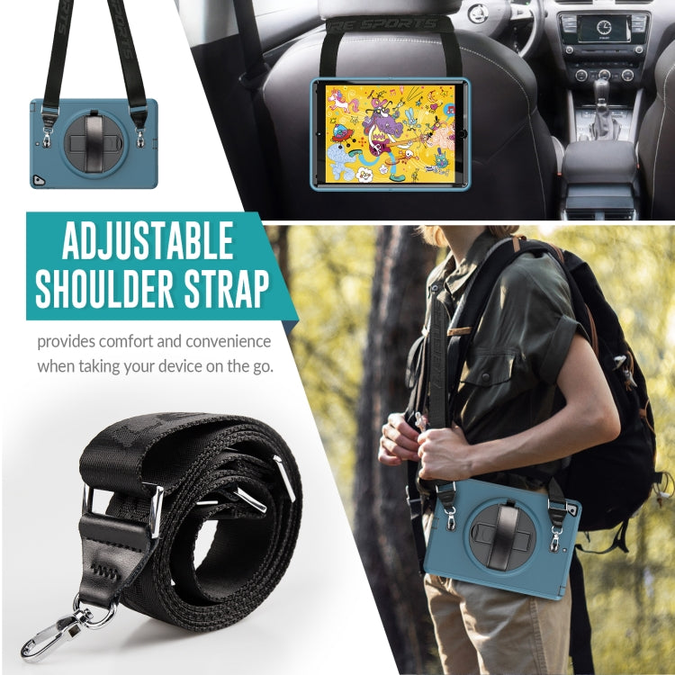 For iPad 10.2 2021 / 2020 / 2019 Shockproof TPU Protective Case with Holder & Pen Slot & Shoulder Strap