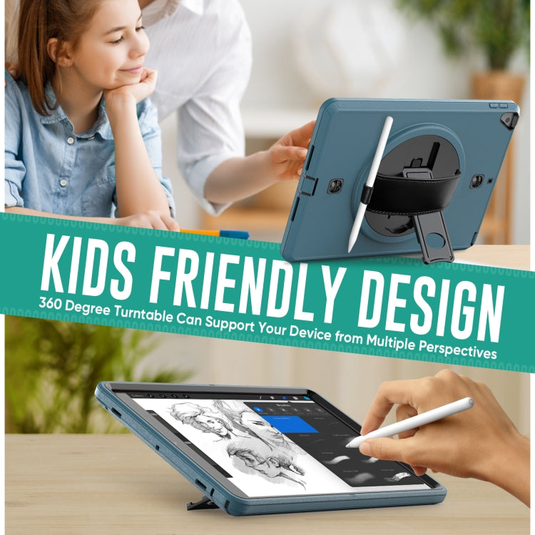For iPad 10.2 2021 / 2020 / 2019 Shockproof TPU Protective Case with Holder & Pen Slot & Shoulder Strap