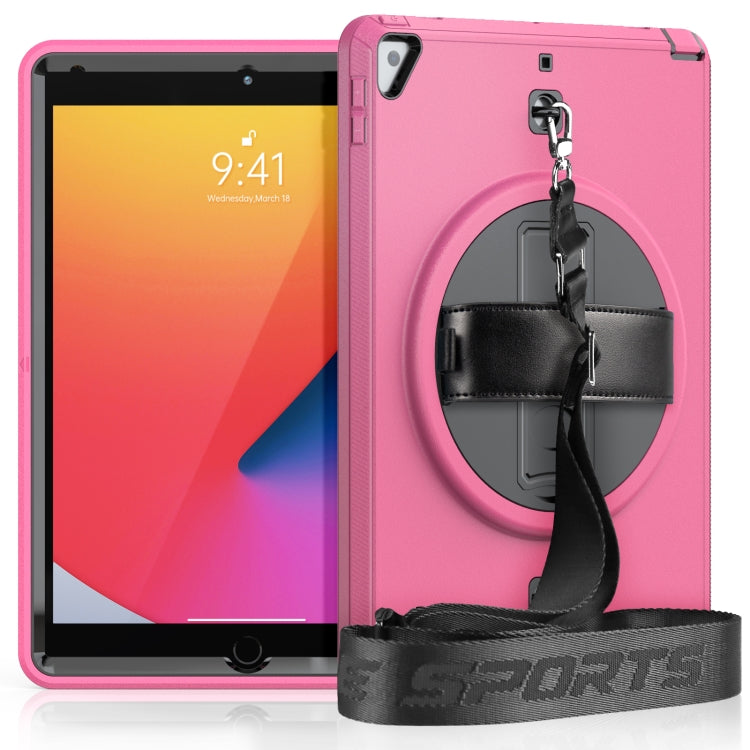 For iPad 10.2 2021 / 2020 / 2019 Shockproof TPU Protective Case with Holder & Pen Slot & Shoulder Strap