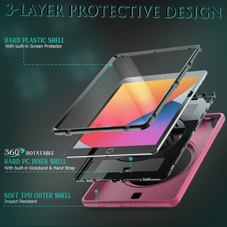 For iPad 10.2 2021 / 2020 / 2019 Shockproof TPU Protective Case with Holder & Pen Slot & Shoulder Strap