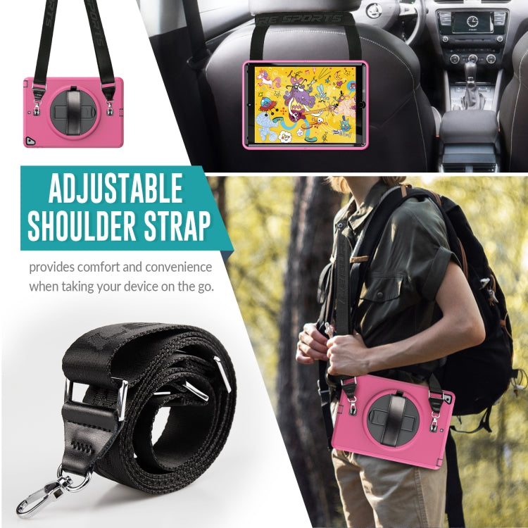 For iPad 10.2 2021 / 2020 / 2019 Shockproof TPU Protective Case with Holder & Pen Slot & Shoulder Strap