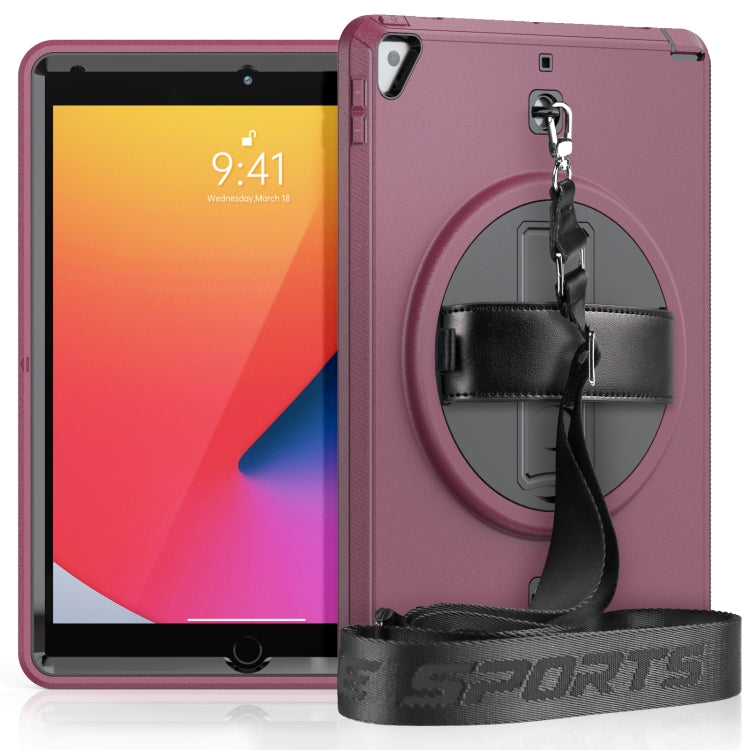 For iPad 10.2 2021 / 2020 / 2019 Shockproof TPU Protective Case with Holder & Pen Slot & Shoulder Strap