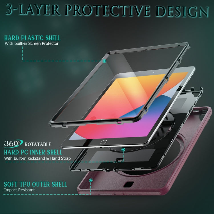 For iPad 10.2 2021 / 2020 / 2019 Shockproof TPU Protective Case with Holder & Pen Slot & Shoulder Strap