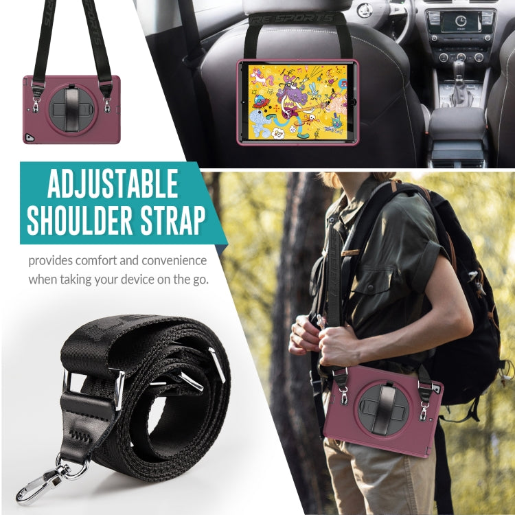 For iPad 10.2 2021 / 2020 / 2019 Shockproof TPU Protective Case with Holder & Pen Slot & Shoulder Strap