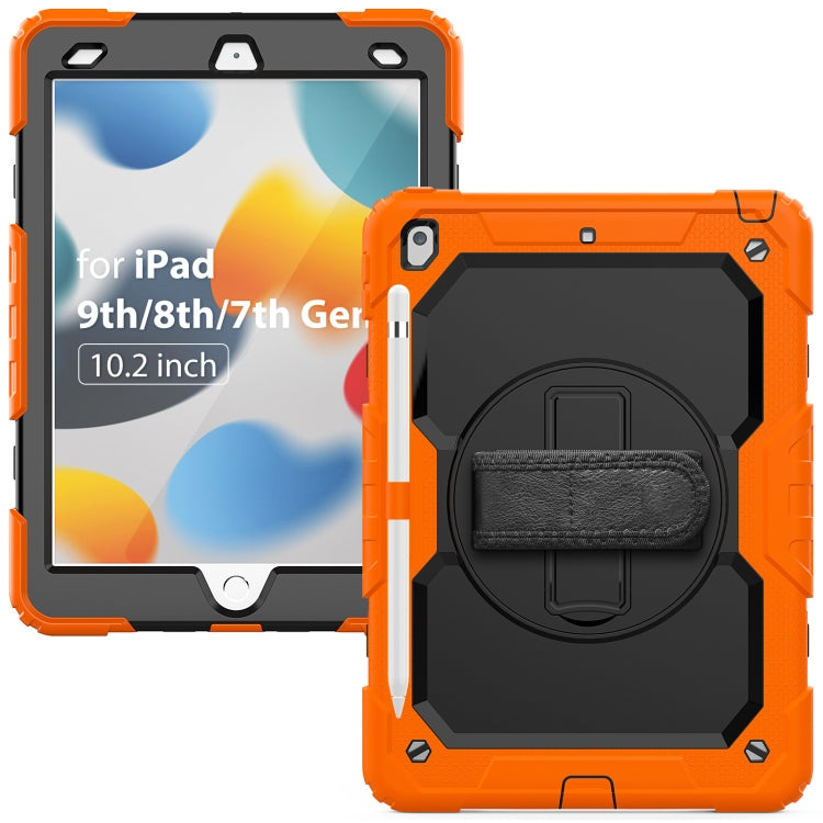 For iPad 10.2 2021 / 2020 / 2019 Shockproof Silicone + PC Protective Case with Holder & Shoulder Strap & Pen Slot