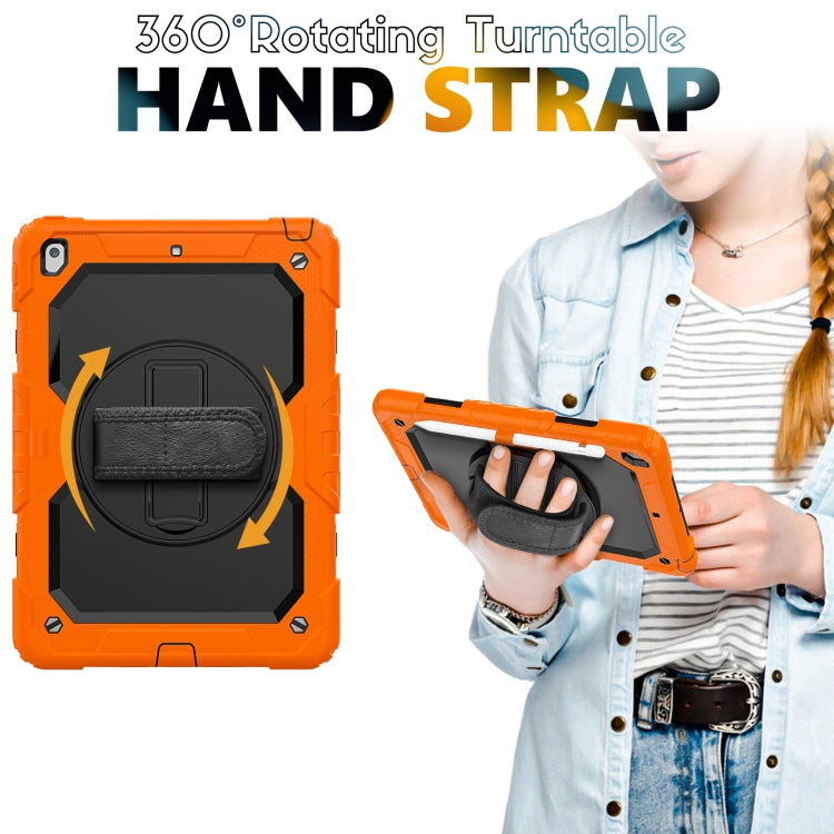 For iPad 10.2 2021 / 2020 / 2019 Shockproof Silicone + PC Protective Case with Holder & Shoulder Strap & Pen Slot