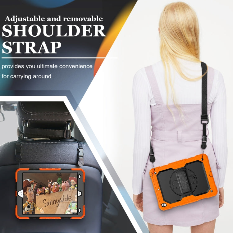 For iPad 10.2 2021 / 2020 / 2019 Shockproof Silicone + PC Protective Case with Holder & Shoulder Strap & Pen Slot