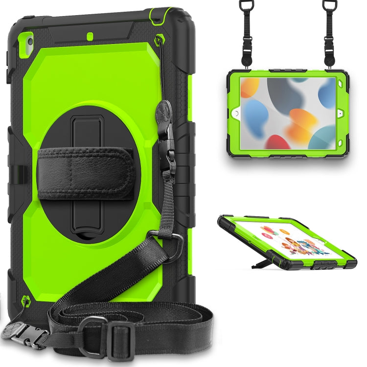 For iPad 10.2 2021 / 2020 / 2019 Shockproof Silicone + PC Protective Case with Holder & Shoulder Strap & Pen Slot