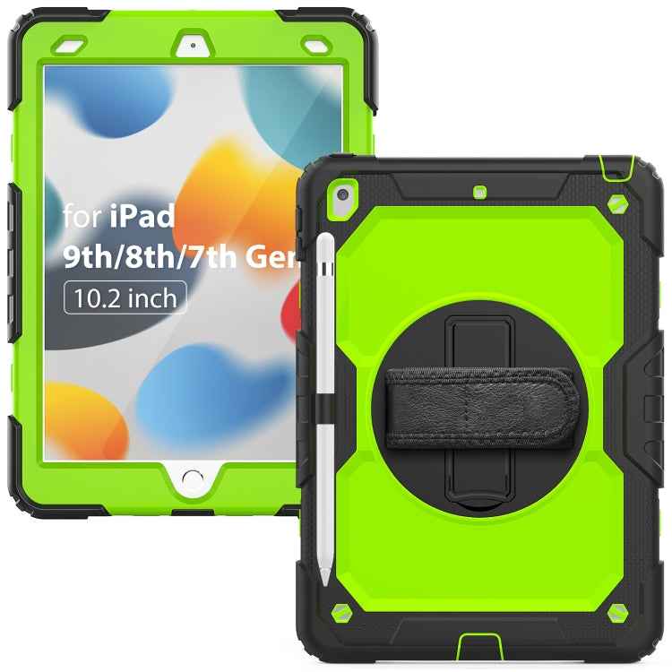 For iPad 10.2 2021 / 2020 / 2019 Shockproof Silicone + PC Protective Case with Holder & Shoulder Strap & Pen Slot