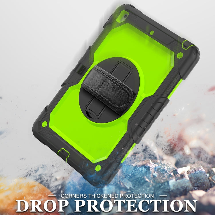 For iPad 10.2 2021 / 2020 / 2019 Shockproof Silicone + PC Protective Case with Holder & Shoulder Strap & Pen Slot