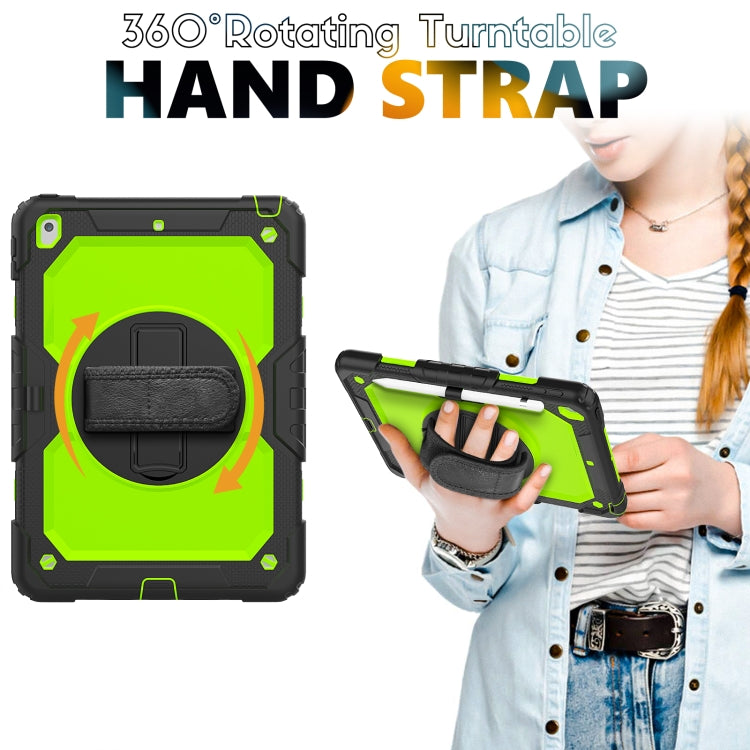 For iPad 10.2 2021 / 2020 / 2019 Shockproof Silicone + PC Protective Case with Holder & Shoulder Strap & Pen Slot