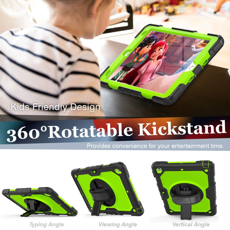 For iPad 10.2 2021 / 2020 / 2019 Shockproof Silicone + PC Protective Case with Holder & Shoulder Strap & Pen Slot