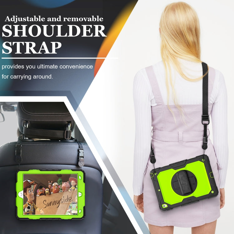 For iPad 10.2 2021 / 2020 / 2019 Shockproof Silicone + PC Protective Case with Holder & Shoulder Strap & Pen Slot