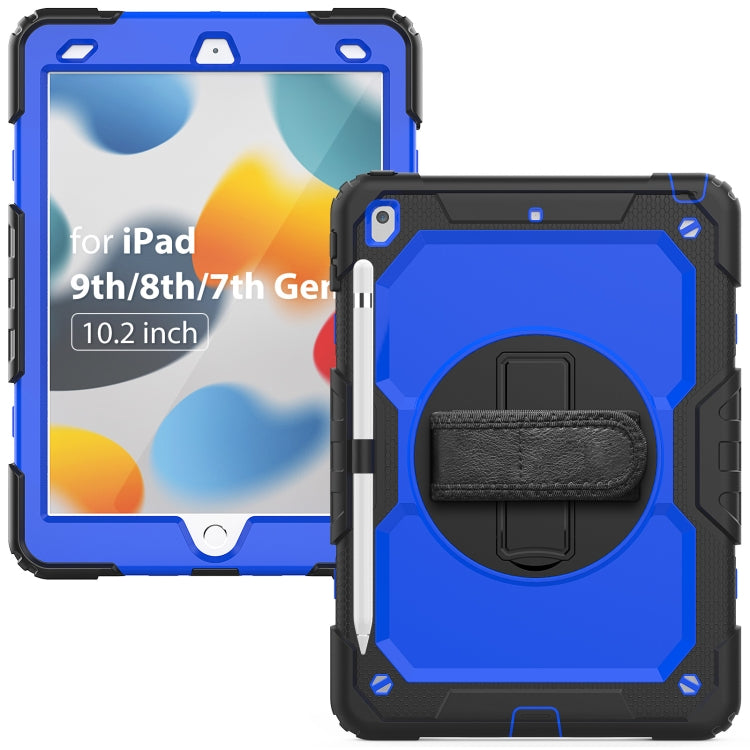 For iPad 10.2 2021 / 2020 / 2019 Shockproof Silicone + PC Protective Case with Holder & Shoulder Strap & Pen Slot