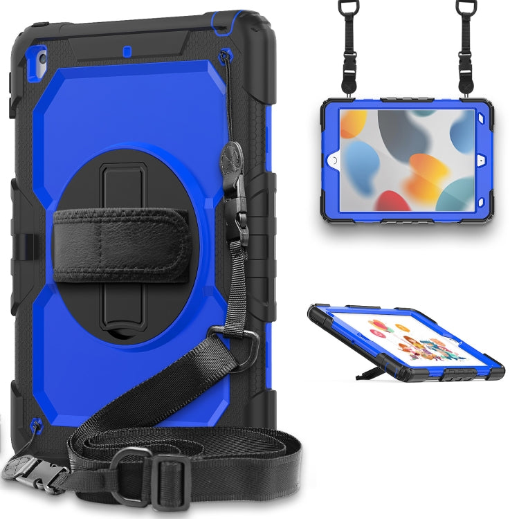 For iPad 10.2 2021 / 2020 / 2019 Shockproof Silicone + PC Protective Case with Holder & Shoulder Strap & Pen Slot