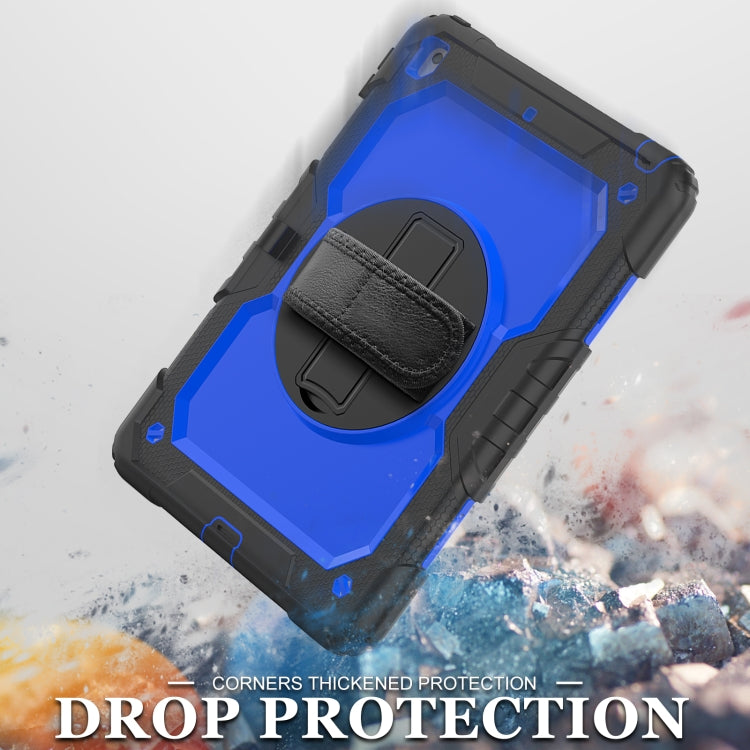 For iPad 10.2 2021 / 2020 / 2019 Shockproof Silicone + PC Protective Case with Holder & Shoulder Strap & Pen Slot