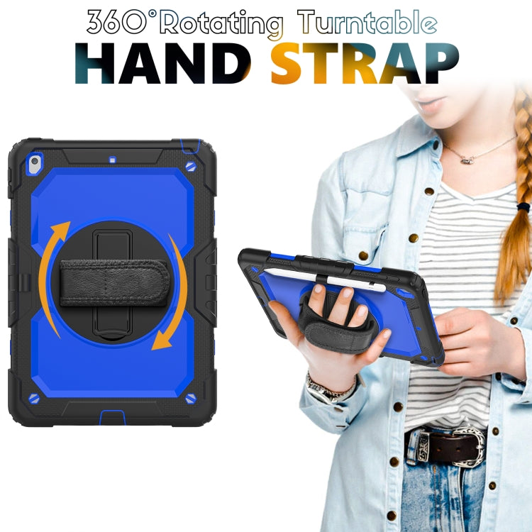 For iPad 10.2 2021 / 2020 / 2019 Shockproof Silicone + PC Protective Case with Holder & Shoulder Strap & Pen Slot