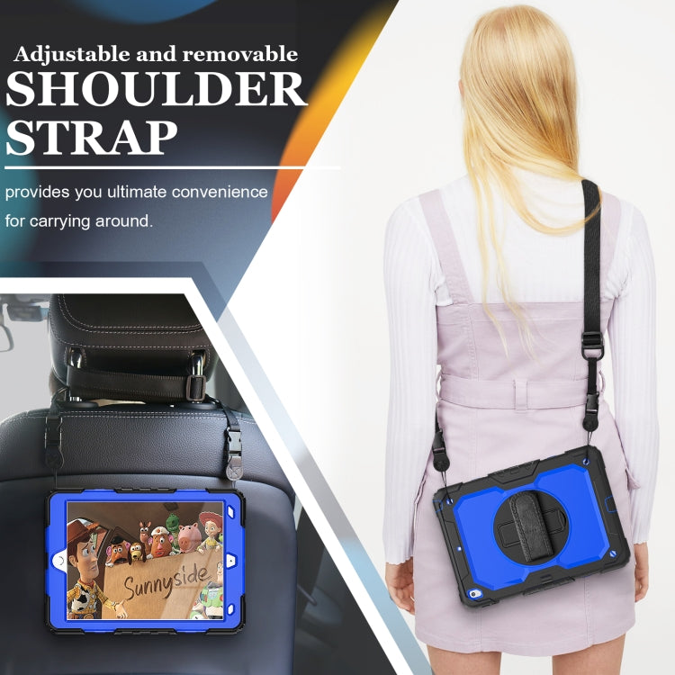 For iPad 10.2 2021 / 2020 / 2019 Shockproof Silicone + PC Protective Case with Holder & Shoulder Strap & Pen Slot