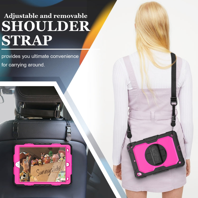 For iPad 10.2 2021 / 2020 / 2019 Shockproof Silicone + PC Protective Case with Holder & Shoulder Strap & Pen Slot