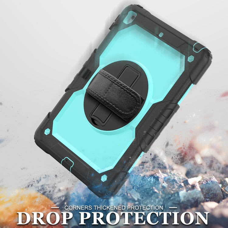 For iPad 10.2 2021 / 2020 / 2019 Shockproof Silicone + PC Protective Case with Holder & Shoulder Strap & Pen Slot