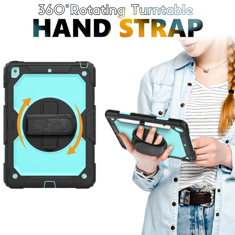 For iPad 10.2 2021 / 2020 / 2019 Shockproof Silicone + PC Protective Case with Holder & Shoulder Strap & Pen Slot