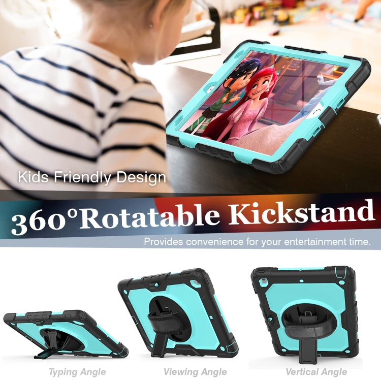 For iPad 10.2 2021 / 2020 / 2019 Shockproof Silicone + PC Protective Case with Holder & Shoulder Strap & Pen Slot