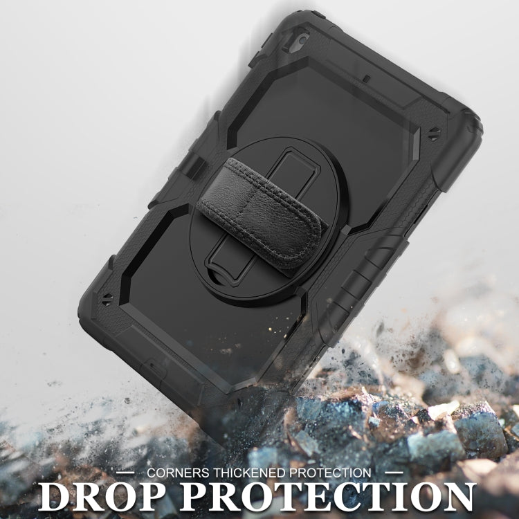 For iPad 10.2 2021 / 2020 / 2019 Shockproof Silicone + PC Protective Case with Holder & Shoulder Strap & Pen Slot
