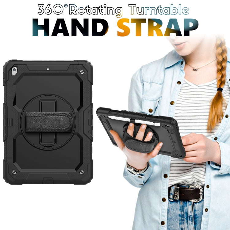 For iPad 10.2 2021 / 2020 / 2019 Shockproof Silicone + PC Protective Case with Holder & Shoulder Strap & Pen Slot