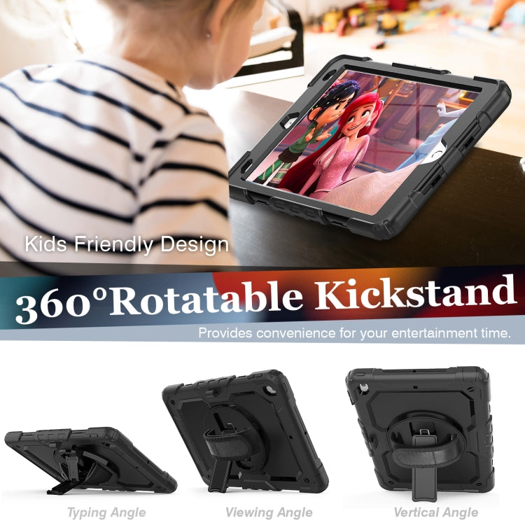 For iPad 10.2 2021 / 2020 / 2019 Shockproof Silicone + PC Protective Case with Holder & Shoulder Strap & Pen Slot