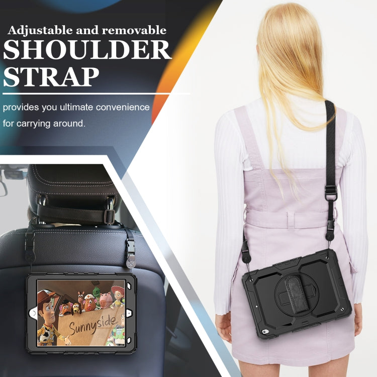 For iPad 10.2 2021 / 2020 / 2019 Shockproof Silicone + PC Protective Case with Holder & Shoulder Strap & Pen Slot