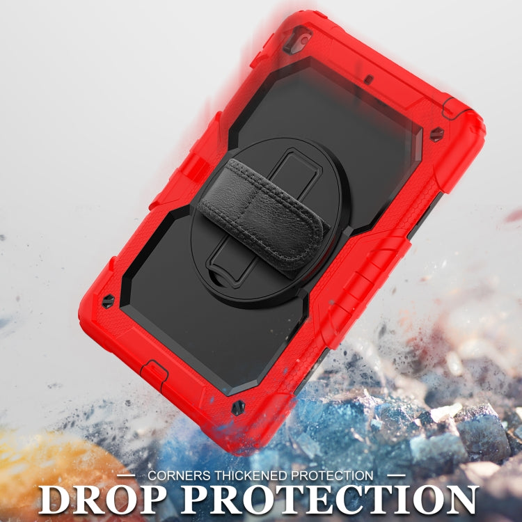 For iPad 10.2 2021 / 2020 / 2019 Shockproof Silicone + PC Protective Case with Holder & Shoulder Strap & Pen Slot
