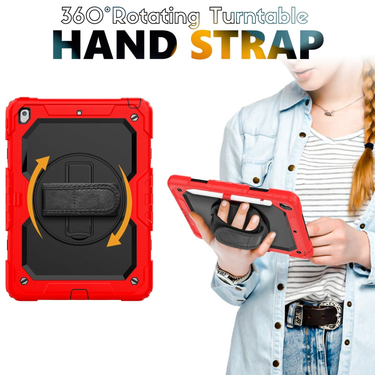 For iPad 10.2 2021 / 2020 / 2019 Shockproof Silicone + PC Protective Case with Holder & Shoulder Strap & Pen Slot