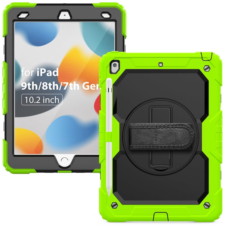For iPad 10.2 2021 / 2020 / 2019 Shockproof Silicone + PC Protective Case with Holder & Shoulder Strap & Pen Slot